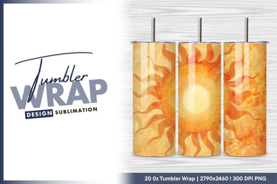 Bright orange sun artwork tumbler png Sublimation Regulrcrative 