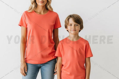 Bright orange t-shirt for family matching Mock Up Photo Regulrcrative 