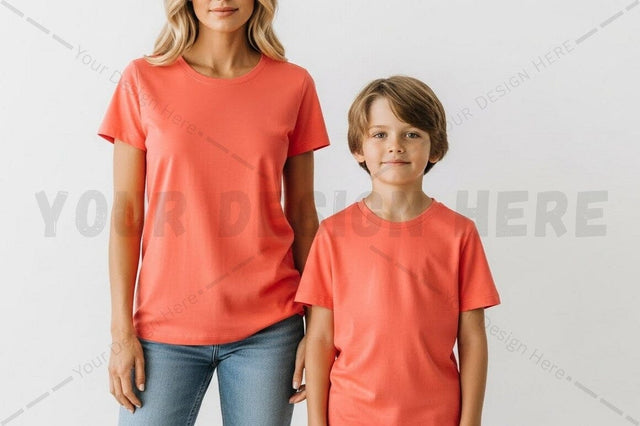 Bright orange t-shirt for family matching Mock Up Photo Regulrcrative 