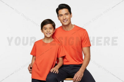 Bright orange t-shirt for men and boys Mock Up Photo Regulrcrative 