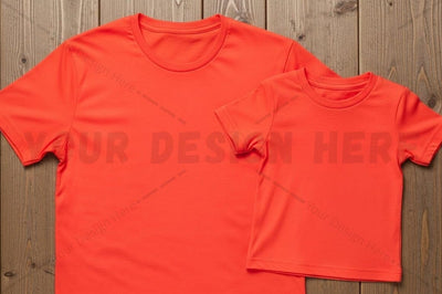 Bright orange t-shirt mockup design Mock Up Photo Regulrcrative 