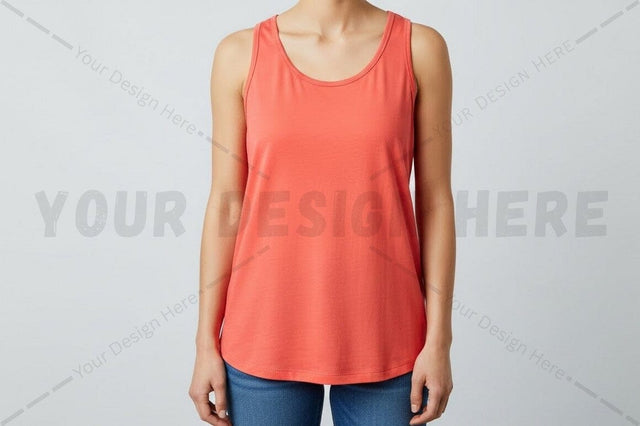 Bright orange women's tank top Mock Up Photo Regulrcrative 