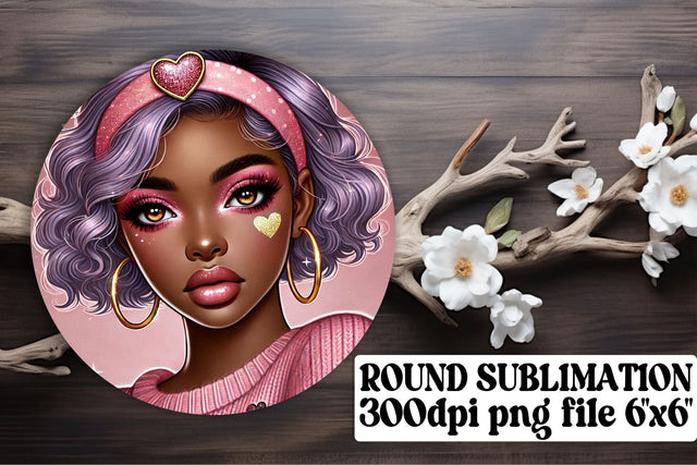 Bright round PNGs for keychains, ideal for sublimation! , Love Girl Sublimation afrosvg 