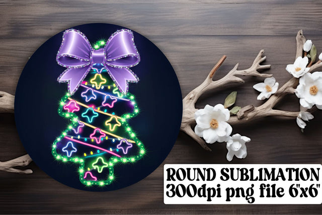Bright round PNGs for keychains, ideal for sublimation! , Neon Xmas Sublimation afrosvg 