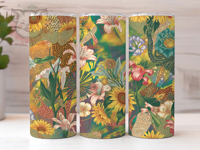 Bright Seamless Sunflower Floral 20oz Tumbler, Sunflower Floral, 20oz Wrap, Sublimation Design, Nature Tumbler, Bright Style, PNG File Sublimation Lara' s Designs 