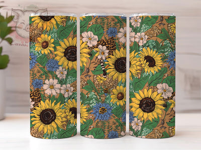 Bright Seamless Sunflower Floral 20oz Tumbler, Sunflower Floral, 20oz Wrap, Sublimation Design, Nature Tumbler, Bright Style, PNG File Sublimation Lara' s Designs 