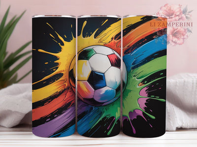 Bright Soccer Tumbler Gift Wrap, Colorful Ball Design, 20oz Sports Tumbler, Bright Soccer Wrap, Sublimation Tumbler PNG, Soccer Lover Gift, Kids Soccer Tumbler Sublimation Li Zamperini 