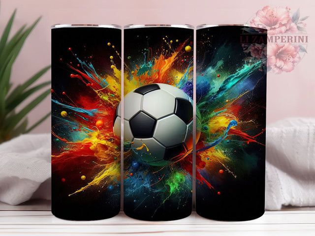 Bright Soccer Tumbler Gift Wrap, Colorful Ball Design, 20oz Sports Tumbler, Bright Soccer Wrap, Sublimation Tumbler PNG, Soccer Lover Gift, Kids Soccer Tumbler Sublimation Li Zamperini 