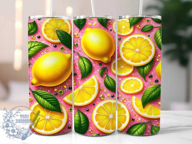 Bright Sparkly Lemon Tumbler Design, Glitter Lemon Wrap, 20oz Lemon Sublimation, Sparkly Fruit Tumbler, Citrus Glitter Tumbler, Summer Lemon Wrap, Bright Lemon Tumbler Sublimation ToriDesigns 