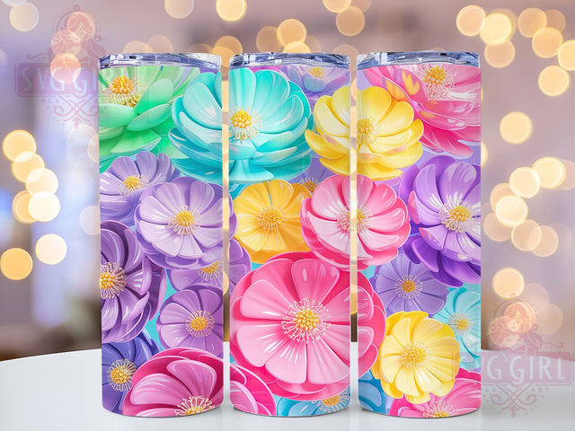 Bright Spring Floral Tumbler, Floral Spring Pattern, Bright Spring Design, 20Oz Sublimation Wrap, Pastel Flower Art, Spring Bloom Texture, Tumbler Sublimation Sublimation SvggirlplusArt 