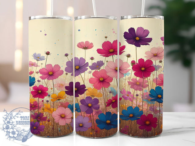 Bright Spring Watercolor Garden Tumbler, Bright Spring Pattern, Artistic Floral Design, Vibrant Nature Gift, Colorful Flower Art, Spring Bloom Tumbler, Garden Paint Design Sublimation ToriDesigns 