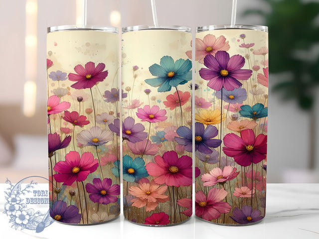 Bright Spring Watercolor Garden Tumbler, Bright Spring Pattern, Artistic Floral Design, Vibrant Nature Gift, Colorful Flower Art, Spring Bloom Tumbler, Garden Paint Design Sublimation ToriDesigns 