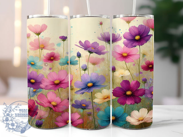 Bright Spring Watercolor Garden Tumbler, Bright Spring Pattern, Artistic Floral Design, Vibrant Nature Gift, Colorful Flower Art, Spring Bloom Tumbler, Garden Paint Design Sublimation ToriDesigns 