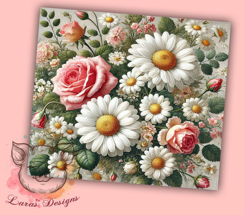 Bright Summer Floral Tumbler Wrap, Summer Floral Tumbler, 20oz Wrap, Sublimation Design, Flower Drinkware, Bright Floral Cup, Seasonal Decor, Summer Vibes Sublimation Lara' s Designs 