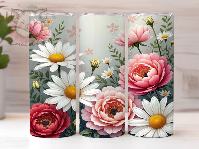 Bright Summer Floral Tumbler Wrap, Summer Floral Tumbler, 20oz Wrap, Sublimation Design, Flower Drinkware, Bright Floral Cup, Seasonal Decor, Summer Vibes Sublimation Lara' s Designs 