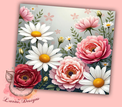 Bright Summer Floral Tumbler Wrap, Summer Floral Tumbler, 20oz Wrap, Sublimation Design, Flower Drinkware, Bright Floral Cup, Seasonal Decor, Summer Vibes Sublimation Lara' s Designs 