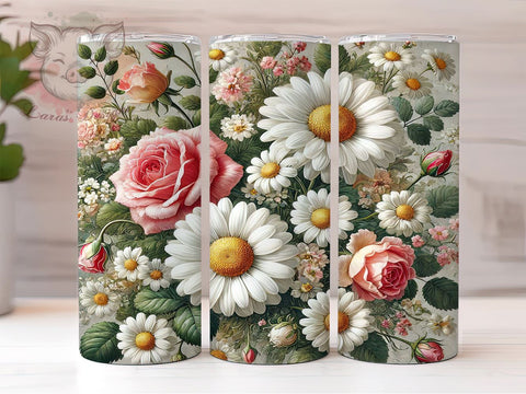 Bright Summer Floral Tumbler Wrap, Summer Floral Tumbler, 20oz Wrap, Sublimation Design, Flower Drinkware, Bright Floral Cup, Seasonal Decor, Summer Vibes Sublimation Lara' s Designs 