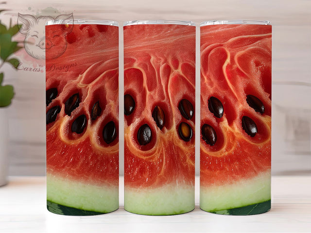 Bright Summer Watermelon Tumbler, Summer Drinkware, Fruit Wrap Design, Sublimation Tumbler, 20oz Skinny Tumbler, Watermelon Pattern, Bright Summer Cup Sublimation Lara' s Designs 