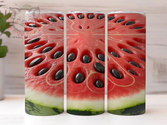 Bright Summer Watermelon Tumbler, Summer Drinkware, Fruit Wrap Design, Sublimation Tumbler, 20oz Skinny Tumbler, Watermelon Pattern, Bright Summer Cup Sublimation Lara' s Designs 