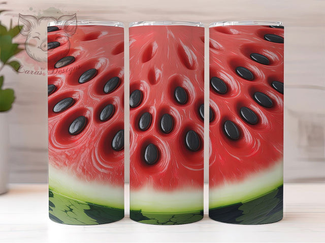 Bright Summer Watermelon Tumbler, Summer Drinkware, Fruit Wrap Design, Sublimation Tumbler, 20oz Skinny Tumbler, Watermelon Pattern, Bright Summer Cup Sublimation Lara' s Designs 