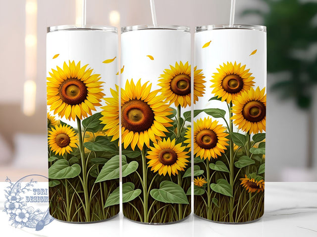 Bright Sunflower Digital Floral 20oz Tumbler, Digital Floral Design, Sublimation Tumbler, 20oz Tumbler, Flower Drinkware, Summer Gift, Bright Sunflower Decor Sublimation ToriDesigns 