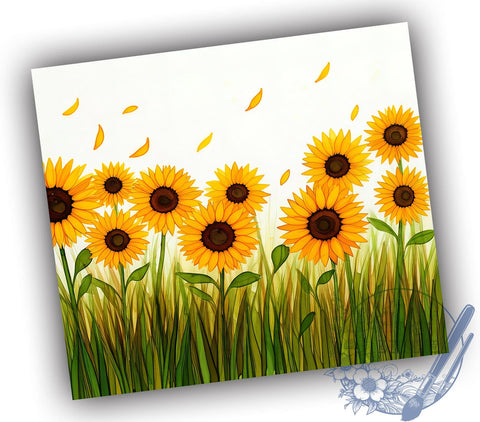 Bright Sunflower Digital Floral 20oz Tumbler, Digital Floral Design, Sublimation Tumbler, 20oz Tumbler, Flower Drinkware, Summer Gift, Bright Sunflower Decor Sublimation ToriDesigns 