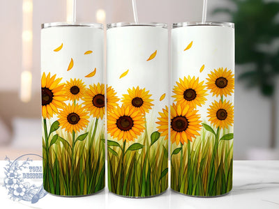 Bright Sunflower Digital Floral 20oz Tumbler, Digital Floral Design, Sublimation Tumbler, 20oz Tumbler, Flower Drinkware, Summer Gift, Bright Sunflower Decor Sublimation ToriDesigns 