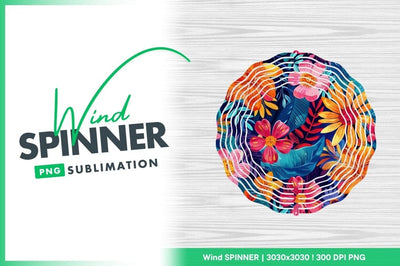 Bright tropical floral pattern wind spinner round png Sublimation Regulrcrative 
