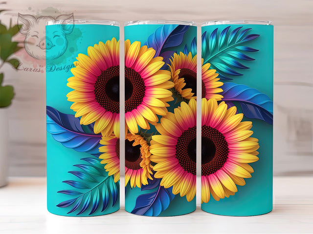 Bright Tropical Floral Tumbler, Bright Floral, Colorful Wrap, Sublimation Art, 20oz Tumbler, Summer Theme, Nature Style Sublimation Lara' s Designs 