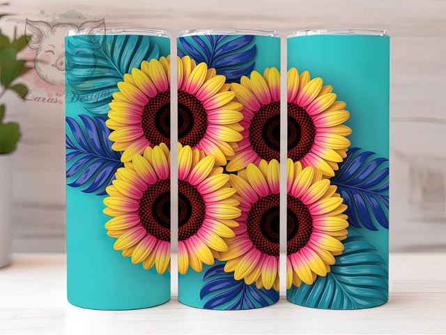 Bright Tropical Floral Tumbler, Bright Floral, Colorful Wrap, Sublimation Art, 20oz Tumbler, Summer Theme, Nature Style Sublimation Lara' s Designs 