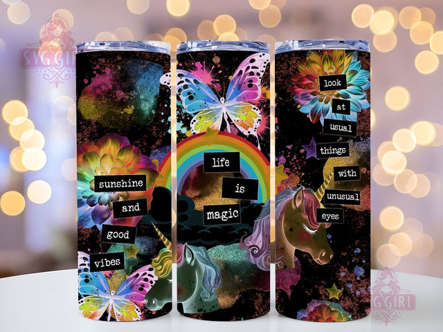 Bright Unicorn 20oz Tumbler Wrap Sublimation Design, Straight Tapered Tumbler Wrap, Funny Unicorn Tumbler Png, Instant Digital Download Sublimation SvggirlplusArt 