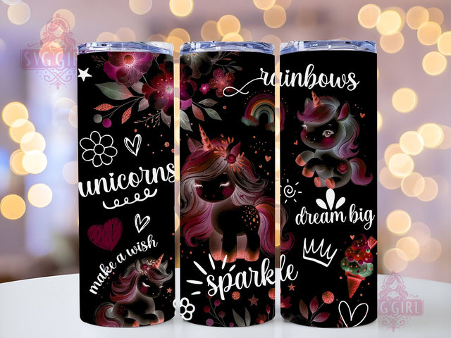 Bright Unicorn 20oz Tumbler Wrap Sublimation Design, Straight Tapered Tumbler Wrap, Funny Unicorn Tumbler Png, Instant Digital Download Sublimation SvggirlplusArt 