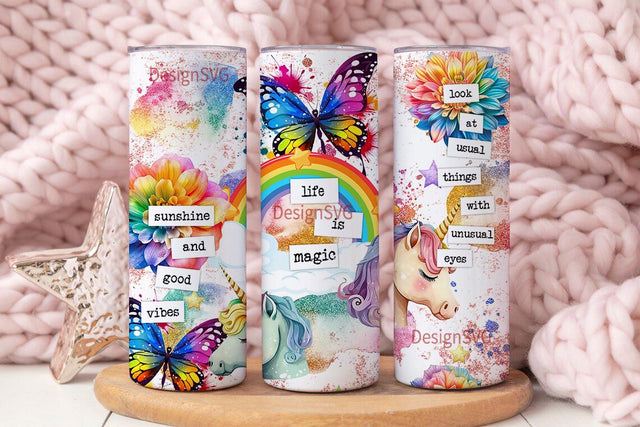 Bright Unicorn Sublimation - Kids Tumbler Wraps - 20oz Skinny Seamless Tumbler Wrap PNG - Sublimation Tumbler Sublimation DesignSVG 