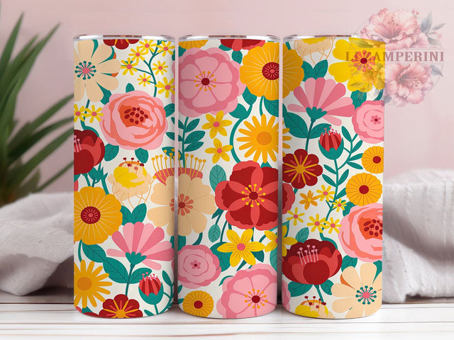 Bright Watercolor Wildflower Tumbler, Watercolor Floral Pattern, Colorful Blossom Design, 20Oz Sublimation Wrap, Artistic Flower Art, Vibrant Nature Texture, Tumbler Sublimation Sublimation Li Zamperini 