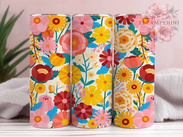 Bright Watercolor Wildflower Tumbler, Watercolor Floral Pattern, Colorful Blossom Design, 20Oz Sublimation Wrap, Artistic Flower Art, Vibrant Nature Texture, Tumbler Sublimation Sublimation Li Zamperini 