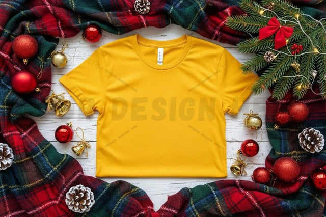 Bright yellow christmas t-shirt mockup Mock Up Photo Designangry 