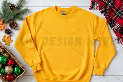 Bright yellow long sleeve t-shirt mockup Mock Up Photo Designangry 
