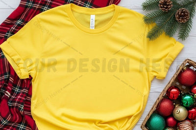 Bright yellow t-shirt christmas design Mock Up Photo Designangry 