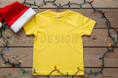 Bright yellow t-shirt christmas design Mock Up Photo Designangry 