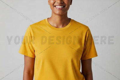 Bright yellow t-shirt mockup design Mock Up Photo Regulrcrative 