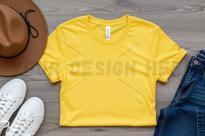 Bright yellow t-shirt mockup design Mock Up Photo Regulrcrative 