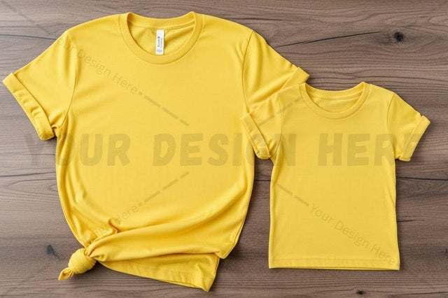 Bright yellow t-shirt mockup design Mock Up Photo Regulrcrative 