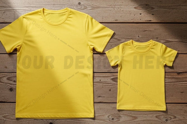 Bright yellow t-shirt mockup design Mock Up Photo Regulrcrative 