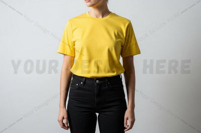 Bright yellow t-shirt mockup design Mock Up Photo Regulrcrative 