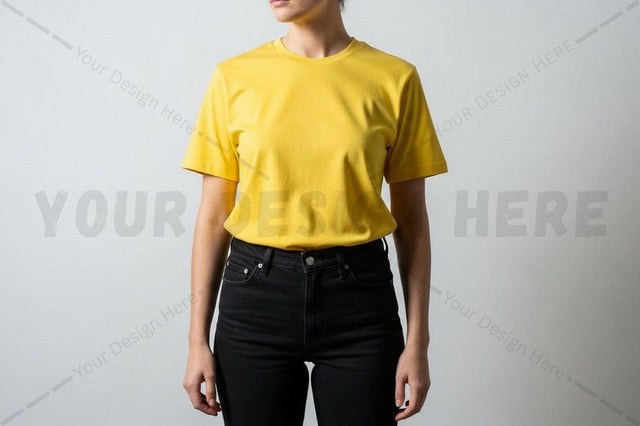 Bright yellow t-shirt mockup design Mock Up Photo Regulrcrative 