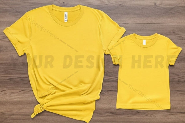 Bright yellow t-shirt mockup design Mock Up Photo Regulrcrative 