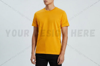 Bright yellow t-shirt mockup design Mock Up Photo Regulrcrative 