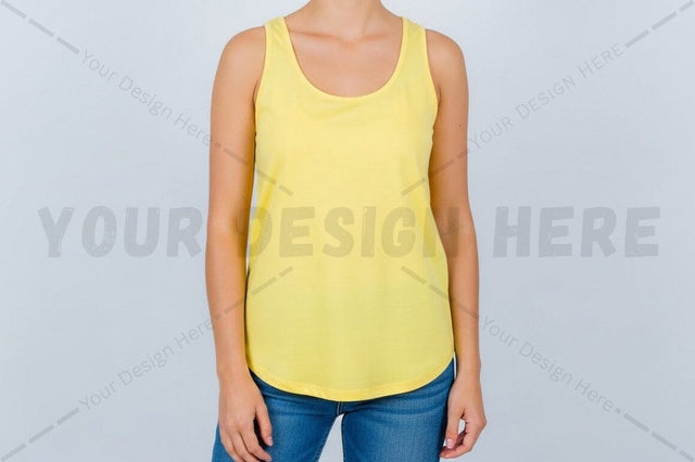 Bright yellow tank top for women Mock Up Photo Regulrcrative 