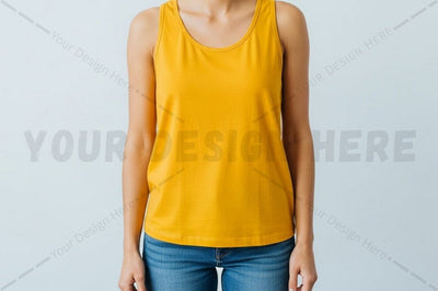 Bright yellow tank top for women Mock Up Photo Regulrcrative 