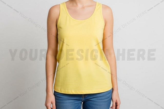Bright yellow women's tank top Mock Up Photo Regulrcrative 
